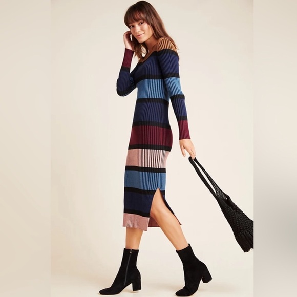 Anthropologie Dolan Left Coast lorna midi sweater dress M Color striped - Picture 9 of 9